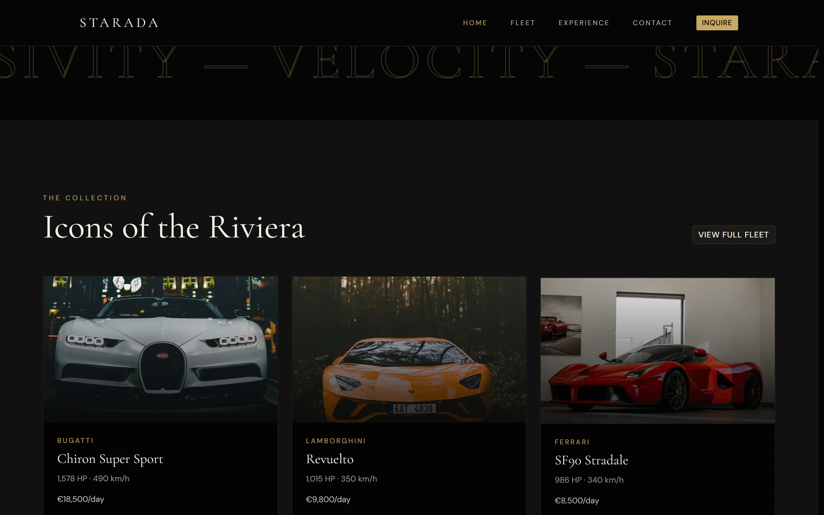 STARADA collection preview with Bugatti, Lamborghini, and Ferrari